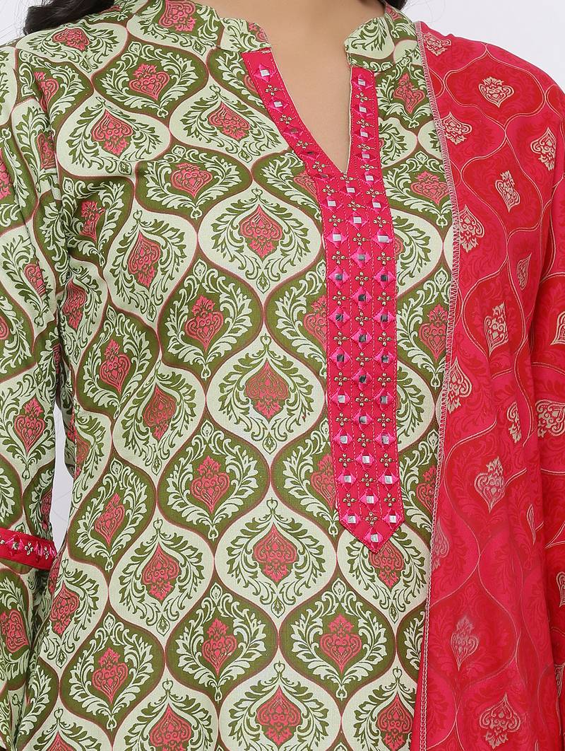 Women's Pink Rayon Embroidered Straight kurti, Palazzo and Dupatta Set