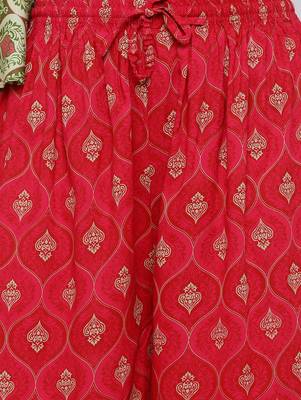Women's Pink Rayon Embroidered Straight kurti, Palazzo and Dupatta Set 5