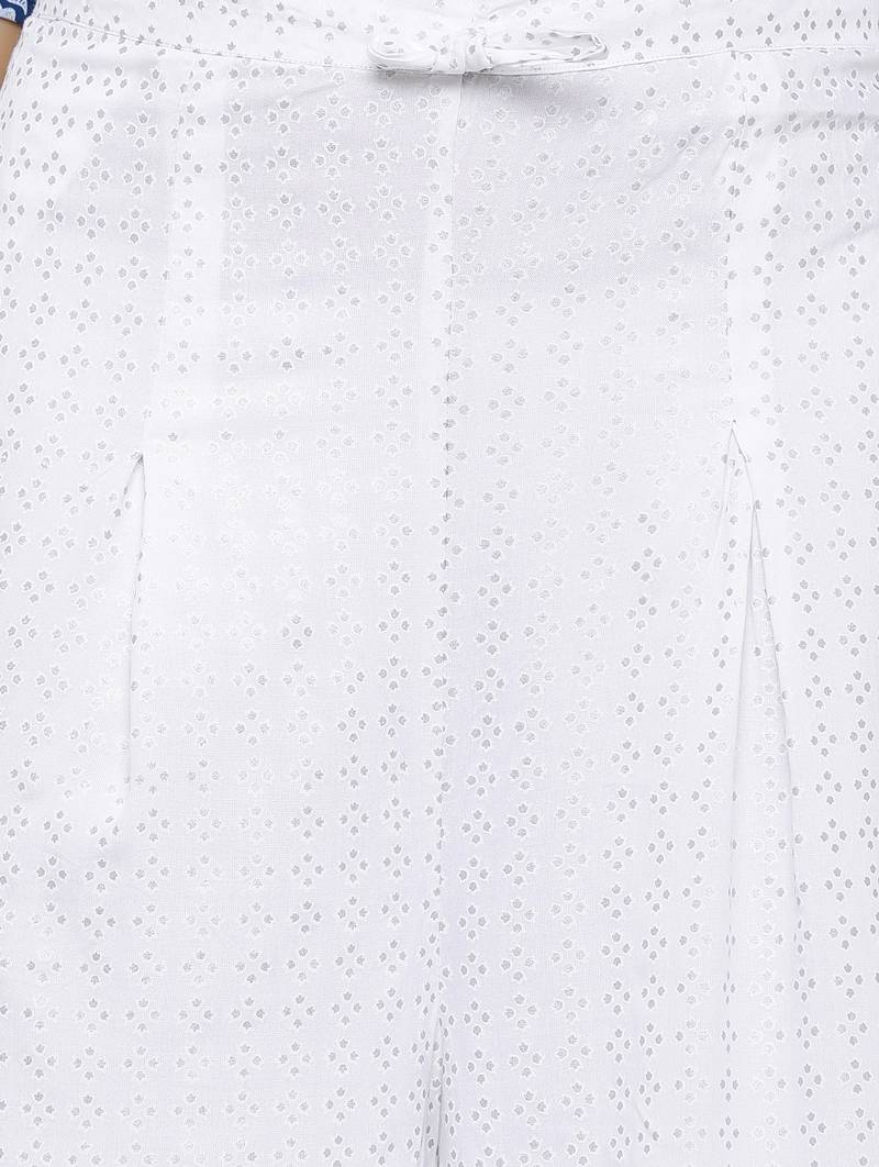 Women's Blue Rayon Embroidered Straight Kurta & Palazzo Set