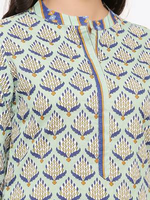 Women's Grey Cotton Cambric Floral Print Straight Kurta & Palazzo Set 5
