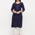 Women's  Blue Rayon Embroidered Straight Kurta