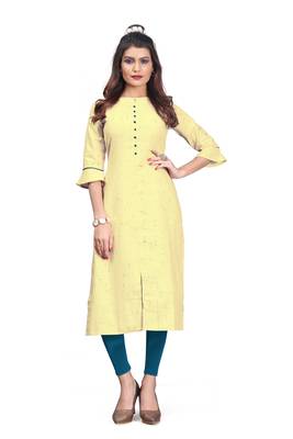 Khadi Cotton kurti for Women Yellow 1