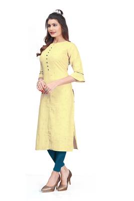 Khadi Cotton kurti for Women Yellow 3