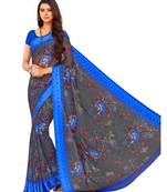 Grey printed Chiffon  saree with blouse