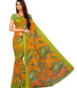Gold printed Chiffon  saree with blouse
