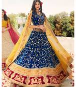 Blue woven art silk semi_stitched lehenga-choli