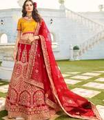 Maroon woven art silk semi_stitched lehenga-choli