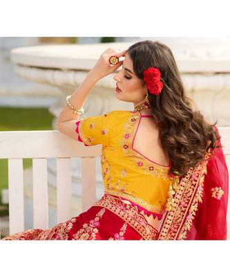 Maroon woven art silk semi_stitched lehenga-choli 2