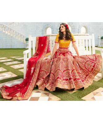 Maroon woven art silk semi_stitched lehenga-choli 3