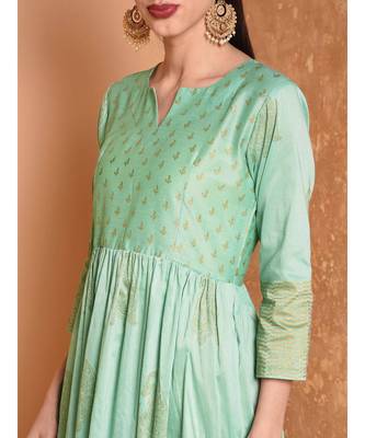 Green Hand Block Print Kurta Set 4