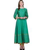 green cotton blend flared SET