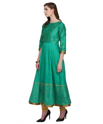 green cotton blend flared SET 4