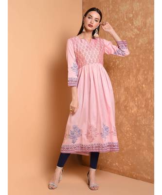 Pink Hand Block Print Kurta Set 1
