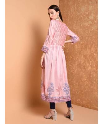 Pink Hand Block Print Kurta Set 2