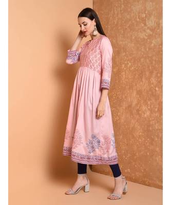 Pink Hand Block Print Kurta Set 3