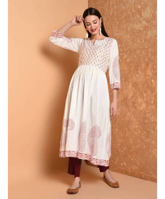 White Hand Block Print Kurta Set 1