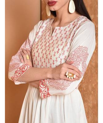 White Hand Block Print Kurta Set 4