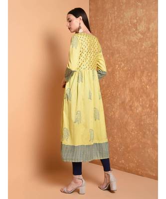 Yellow Hand Blocl Print Kurta Set 2