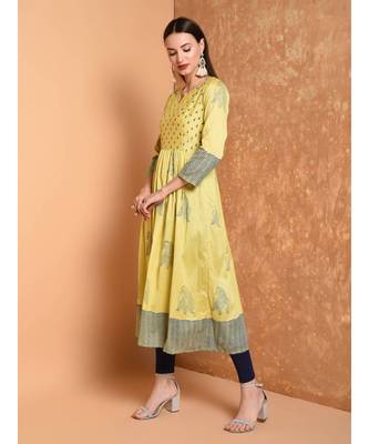 Yellow Hand Blocl Print Kurta Set 3