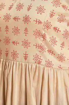 Beige Hand Block Print Kurta Set