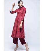 Maroon  Hand Block Print Kurta Set
