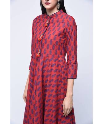 Maroon  Hand Block Print Kurta Set 3