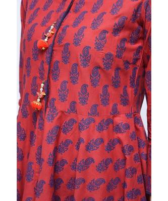 Maroon  Hand Block Print Kurta Set 4