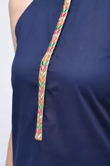 Blue Without Sleeves Kurta Skirt Set