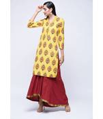 YELLOW HAND BLOCk PRINT KURTA SET