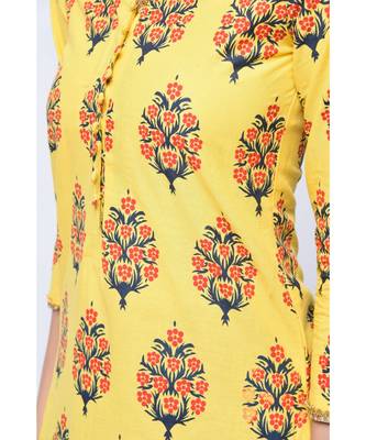 YELLOW HAND BLOCk PRINT KURTA SET 4