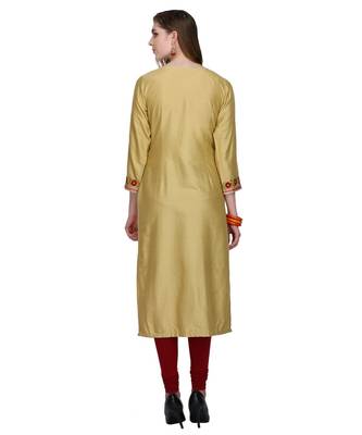 beige cotton blend straightr kurta EMB SET 2