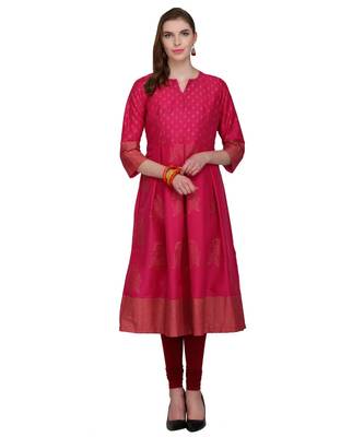 pink cotton blend flared kurta SET 1