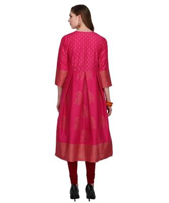 pink cotton blend flared kurta SET 2