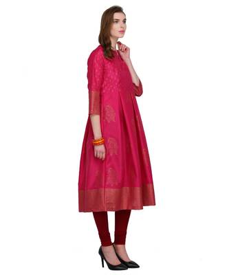 pink cotton blend flared kurta SET 3
