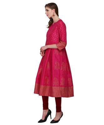 pink cotton blend flared kurta SET 4