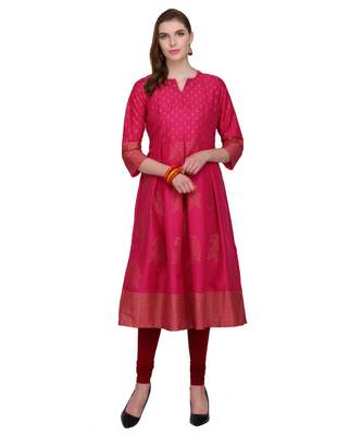 pink cotton blend flared kurta SET 5