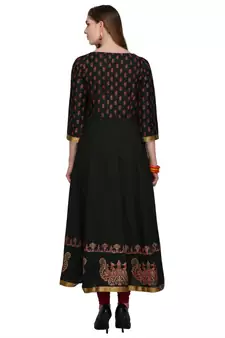 Black Hand Block Print Kurta Set