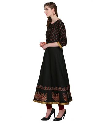 Black Hand Block Print Kurta Set 4