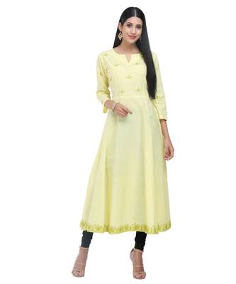 yellow cotton flared kurta SET 1