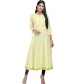 yellow cotton flared kurta SET