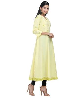 yellow cotton flared kurta SET 3