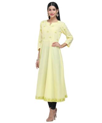 yellow cotton flared kurta SET 4