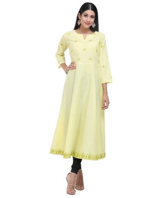 yellow cotton flared kurta SET 5