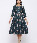 Women's Rayon Printed A-Line Short Dress (Grey)