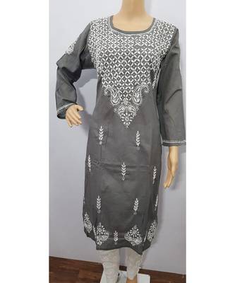 Handmade Lucknowi Chikan Jaal Cotton Kurti 1