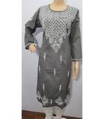 Handmade Lucknowi Chikan Jaal Cotton Kurti