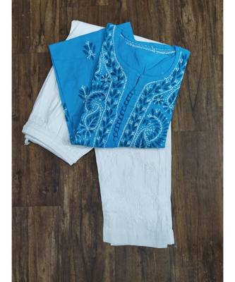 Handmade Lucknowi Chikan Cotton Kurti 1