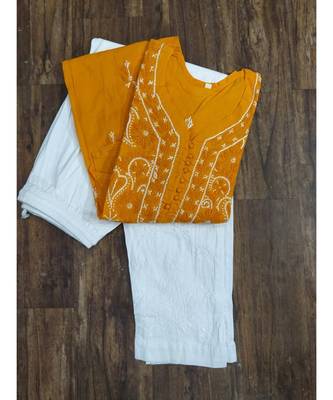 Handmade Lucknowi Chikan Cotton Kurti 1