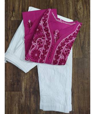 Handmade Lucknowi Chikan Cotton Kurti 1