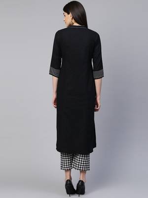 Pinksky Black woven cotton cotton-kurtis 5